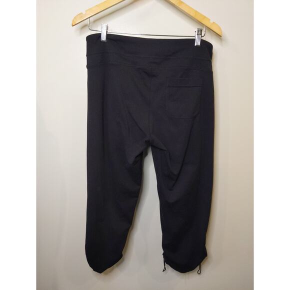 Zella Womens M Black Cinched Ankle Capri Leggings High Rise Pocket 86% Nylon - Picture 2 of 10